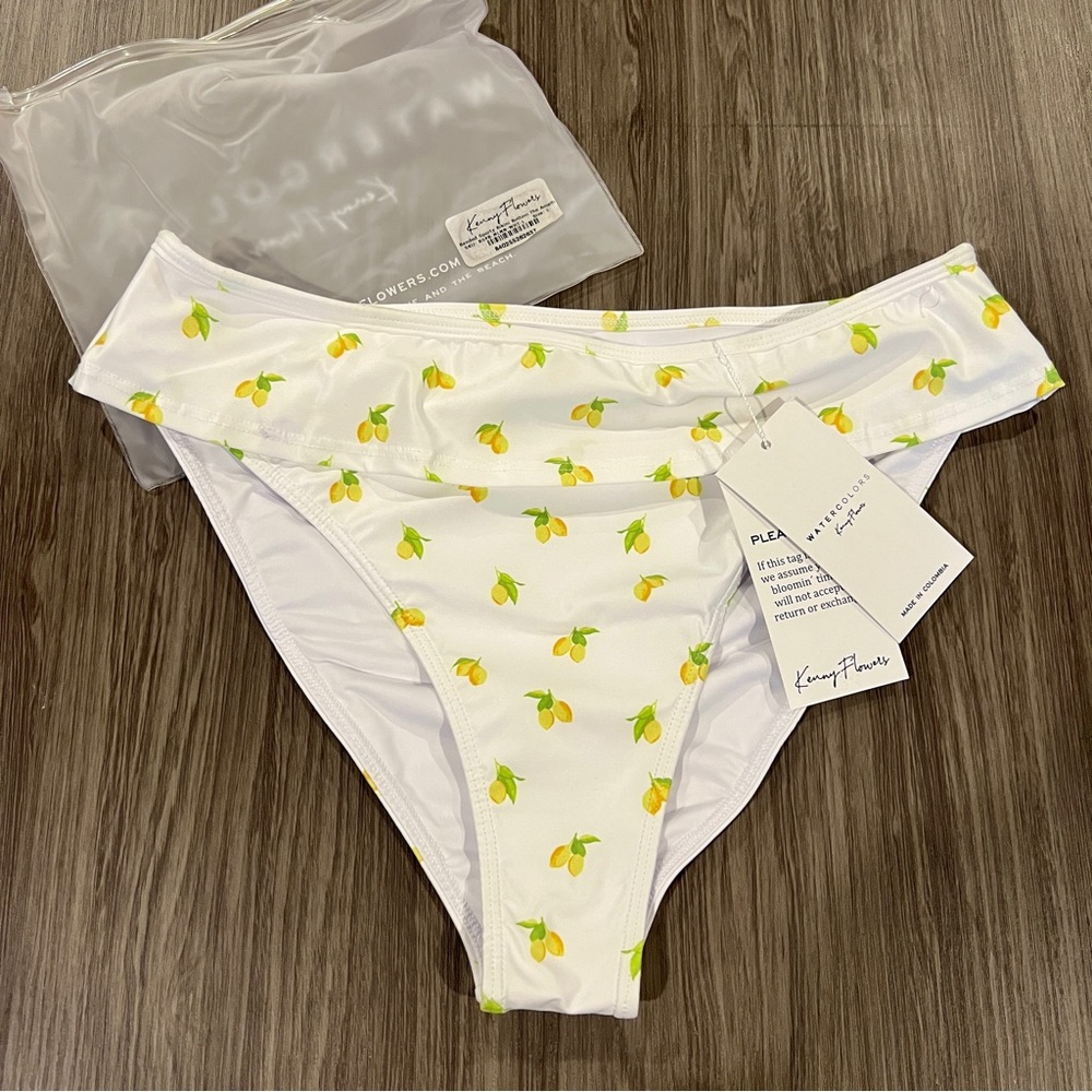 THE AMALFI LEMON PRINT BANDED SPORTY HIGH WAISTED BIKINI BOTTOM